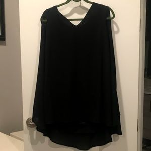 Black V Neck Cape Mini Dress